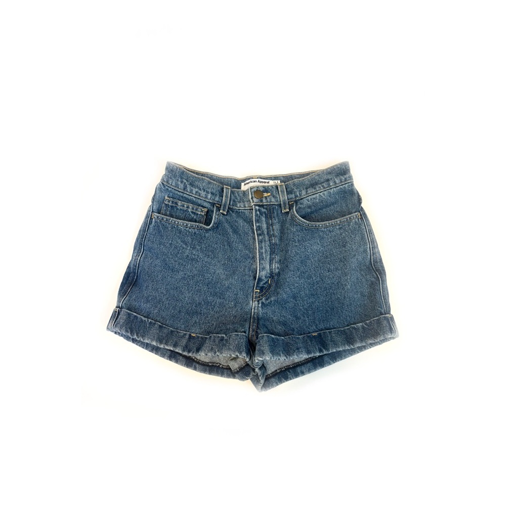 ❌SOLD❌ American Apparel | Cuffed High Waist Non-Stretch Jean Shorts Size 28